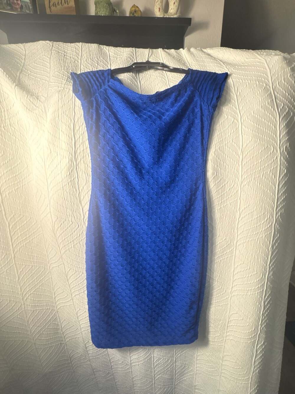 B.Smart Royal Blue Textured Knit Cap Sleeve Bodycon Dress Size 2